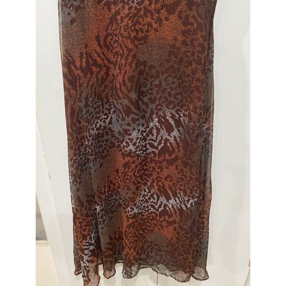 Jessica London Wrap Dress Womens 16 Red Ochre  Gray Sleeveless Lined Maxi Casual - Picture 6 of 16